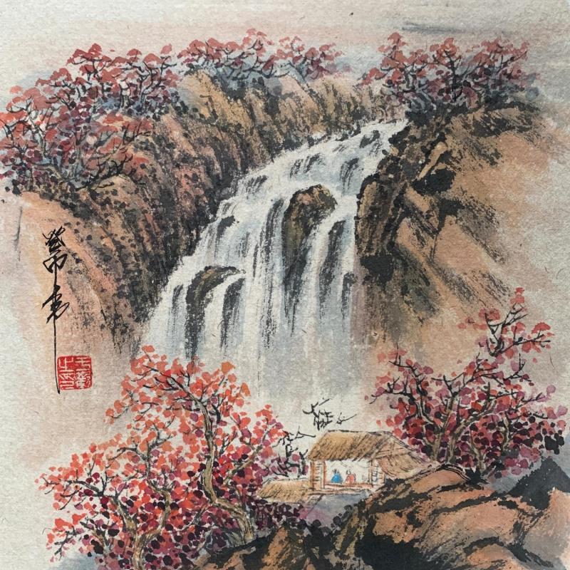 Peinture Waterfall  par Yu Huan Huan | Tableau Figuratif Paysages Nature Aquarelle Encre