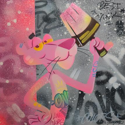 Painting pink panther by Lemoine Mael | Painting Pop-art Graffiti Pop icons