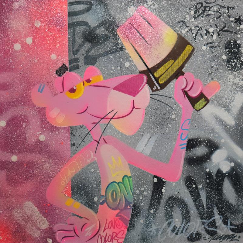 Peinture pink panther par Lemoine Mael | Tableau Pop-art Icones Pop Graffiti