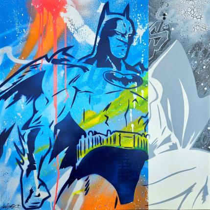 Peinture Batman bi colors par Lemoine Mael | Tableau Street Art Graffiti Icones Pop