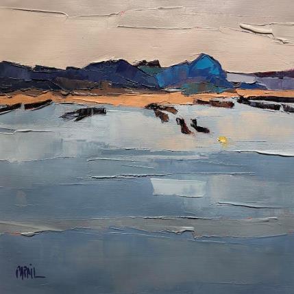 Peinture Au loin les bouchots par PAPAIL | Tableau Figuratif Huile