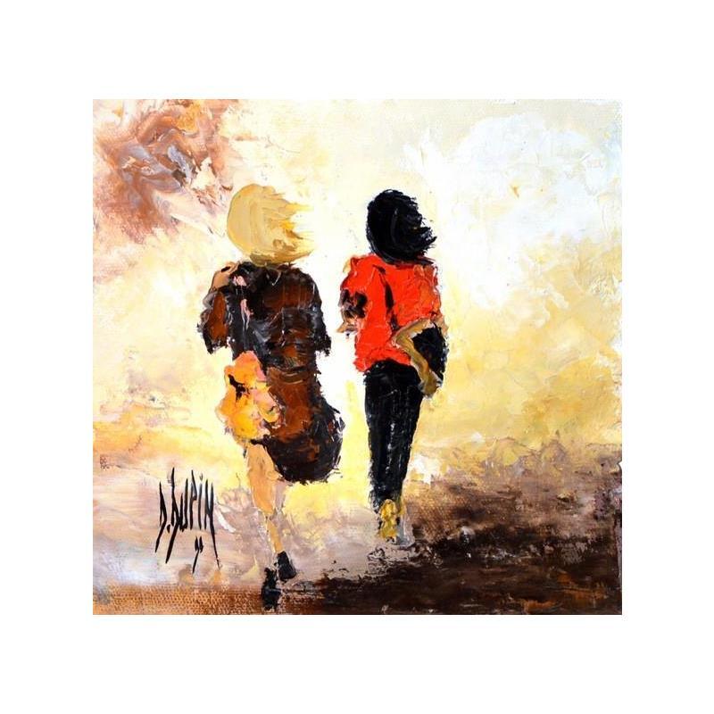 Peinture Sous l'armure de nos coeurs... par Dupin Dominique | Tableau Figuratif Scènes de vie Huile