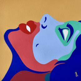 Gemälde Sofia N°3 von Julie-Anne | Gemälde Surrealismus Acryl Pop-Ikonen, Porträt