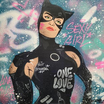 Painting Catwoman by Lemoine Mael | Painting Pop-art Graffiti Pop icons