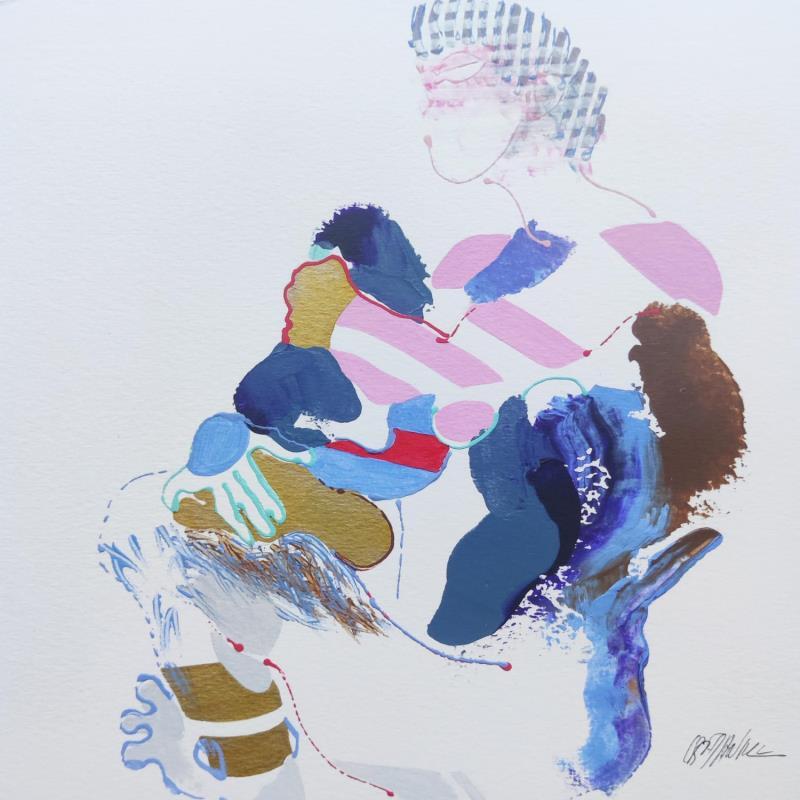 Gemälde Les plumes von Cressanne | Gemälde Figurativ Akt Acryl