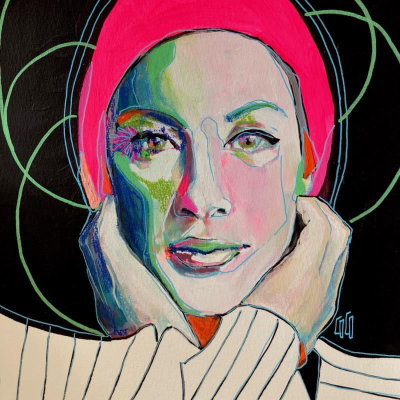 Painting Conservations Silencieuses : attentouie by Coco | Painting Figurative Portrait Acrylic Ink