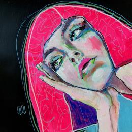 Peinture Conversations Silencieuses : échosilence par Coco | Tableau Figuratif Acrylique, Encre Portraits