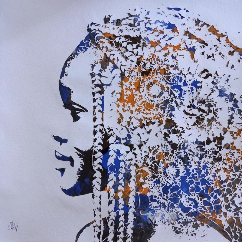 Peinture Zuri par Louafi Valentine | Tableau Figuratif Portraits Minimaliste Papier