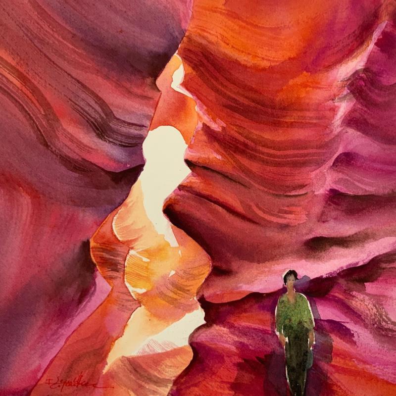 Painting SEDONA 88 by Seruch Capouillez Isabelle | Painting Figurative Urban Watercolor