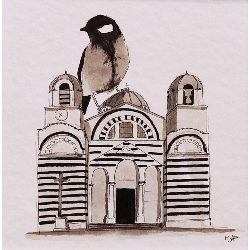 Painting Sainte Eusebie by Mü | Painting Figurative Animals Architecture Ink