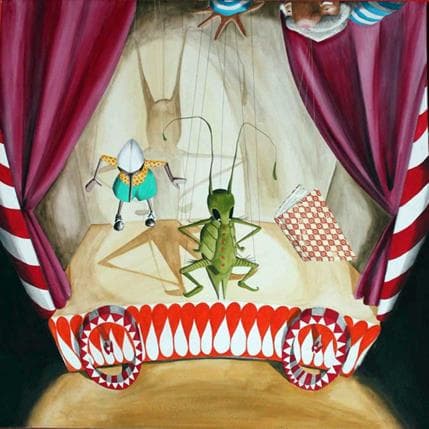 Gemälde Il burattinaio von Nai | Gemälde Naive Kunst Acryl Alltagsszenen