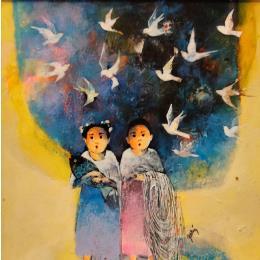 Peinture M5 par Abiy | Tableau Figuratif Acrylique, Collage Animaux, Enfant