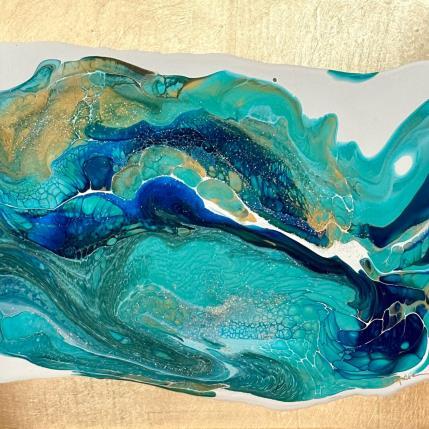 Peinture 1381 PROFONDEUR MARINE par Depaire Silvia | Tableau Abstrait Acrylique, Encre, Feuille d'or Marine, Paysages