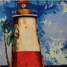 Peinture Faro Penvaido par Villanueva Puigdelliura Natalia | Tableau Figuratif Acrylique, Bois, Résine Paysages