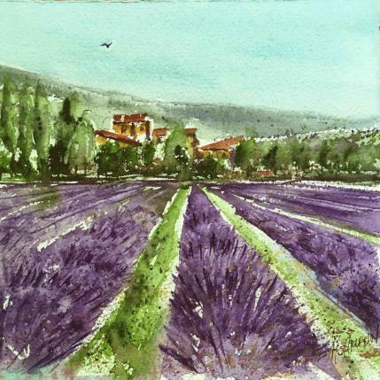 Gemälde Couloirs de lavandes von Hoffmann Elisabeth | Gemälde Figurativ Aquarell Landschaften, Pop-Ikonen