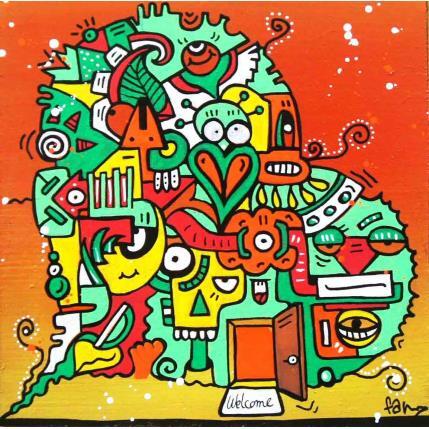 Painting Entrez, c'est ouvert by Fanny | Painting Street art Posca, Wood