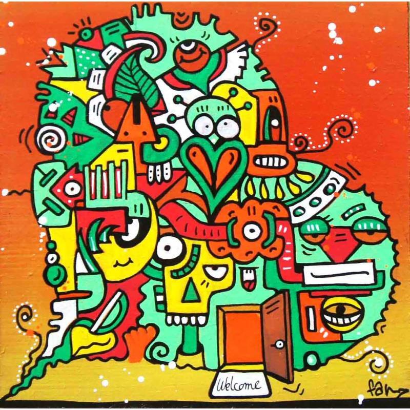 Painting Entrez, c'est ouvert by Fanny | Painting Street art Wood Posca