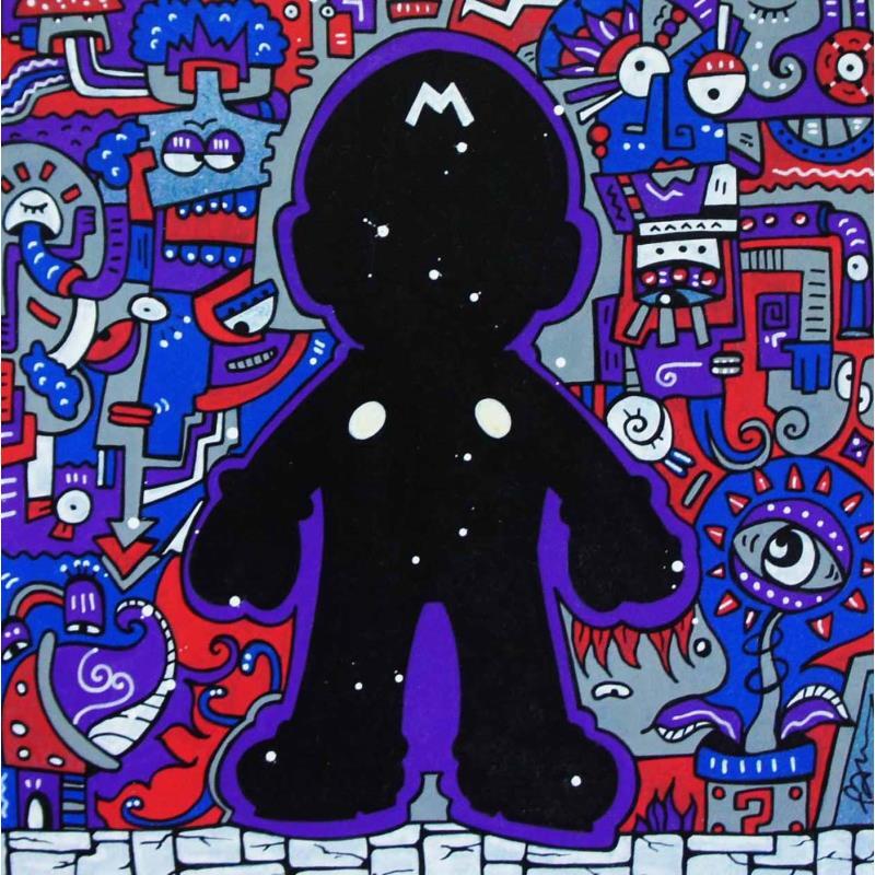 Peinture The Pilot par Fanny | Tableau Street Art Bois Posca