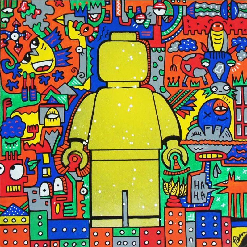 Peinture L'égo par Fanny | Tableau Street Art Bois Posca