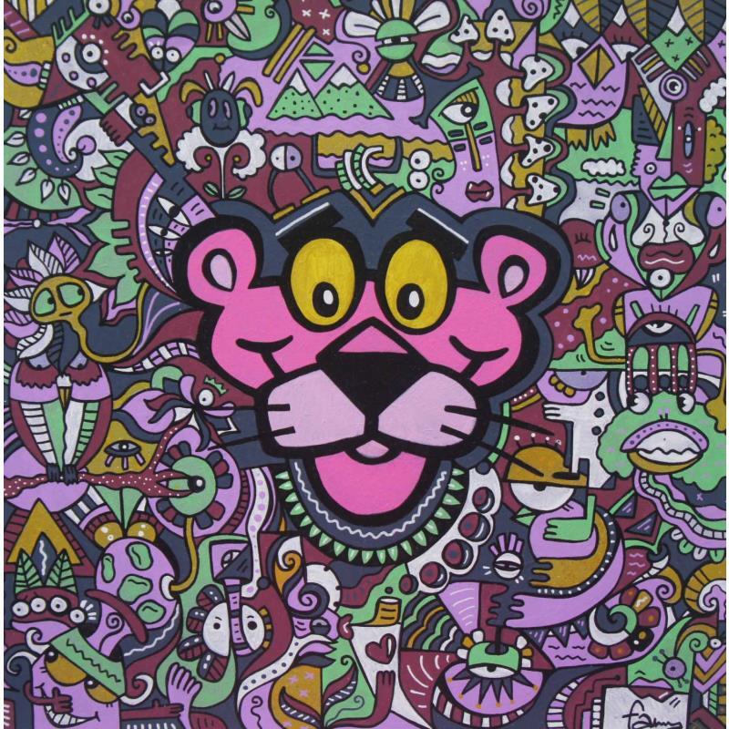 Painting Keep smiling by Fanny | Painting Street art Wood Posca