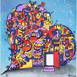 Peinture Keep it open par Fanny | Tableau Street Art Bois, Posca