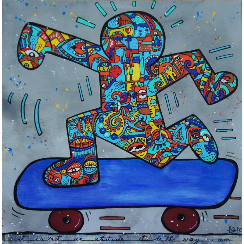 Peinture Poetry in motion par Fanny | Tableau Street Art Bois Posca