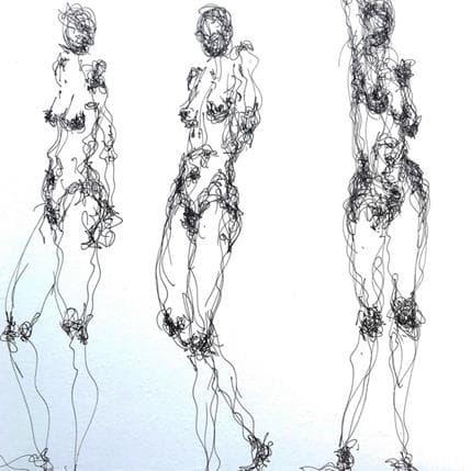 Painting Louise 3 poses by Sahuc François | Painting Figurative Acrylic Nude