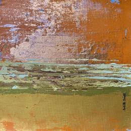 Gemälde Follow the sun von Dravet Brigitte | Gemälde Abstrakt Acryl, Blattgold Landschaften