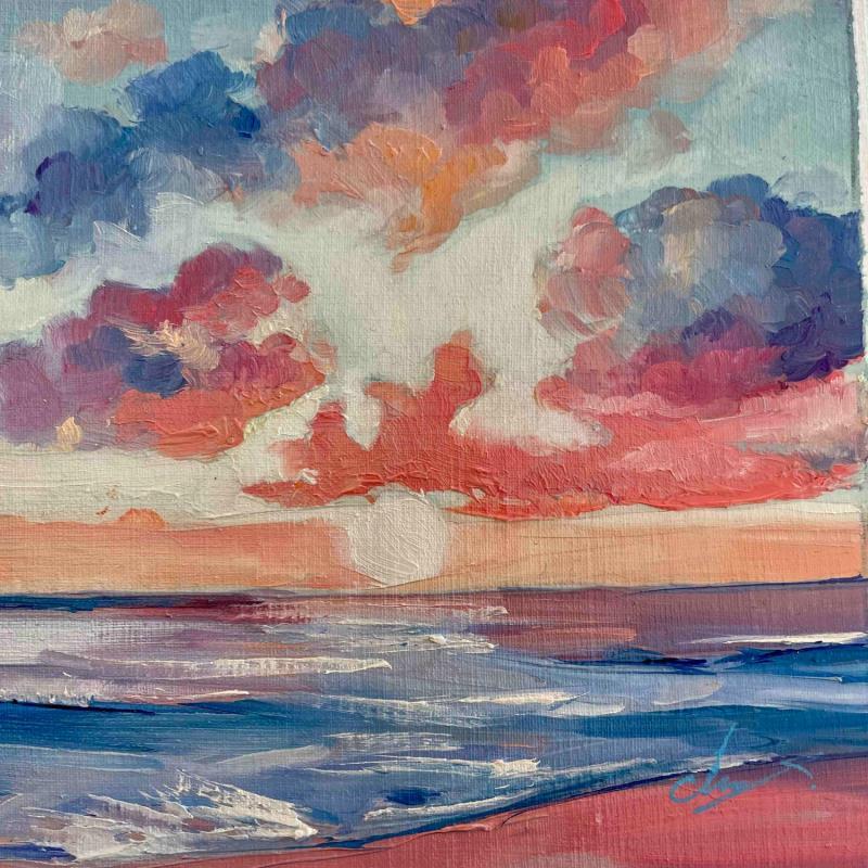 Peinture The pink sea view par Chen Xi | Tableau Figuratif Huile