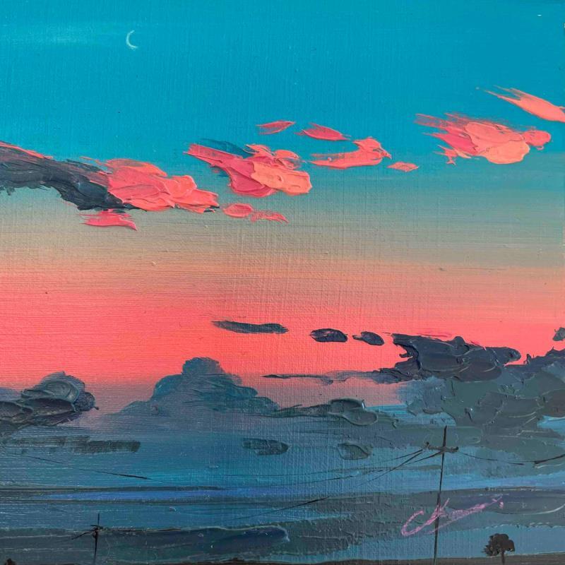 Peinture Moitié rouge, moitié bleu par Chen Xi | Tableau Figuratif Paysages Huile