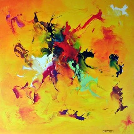 Painting Sans titre jaune by Zdzieblo Thierry | Painting Abstract Acrylic Minimalist