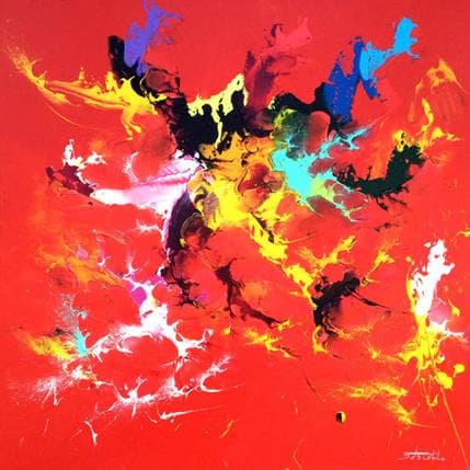 Painting Rouge by Zdzieblo Thierry | Painting Abstract Acrylic Minimalist