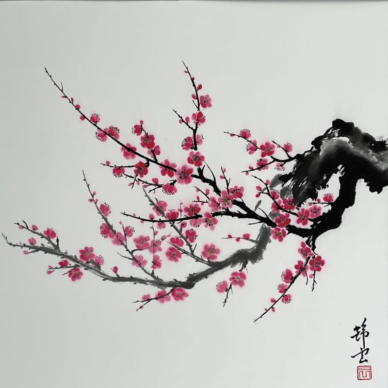 Pintura Branche de cerisier por Tayun | Pintura Figurativo Naturaleza Acuarela