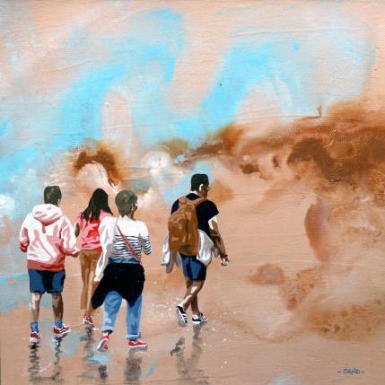 Peinture exploration en famille par Sand | Tableau Figuratif Acrylique Marine, Scènes de vie
