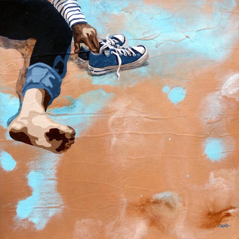 Peinture pied de côte par Sand | Tableau Figuratif Marine Scènes de vie Acrylique