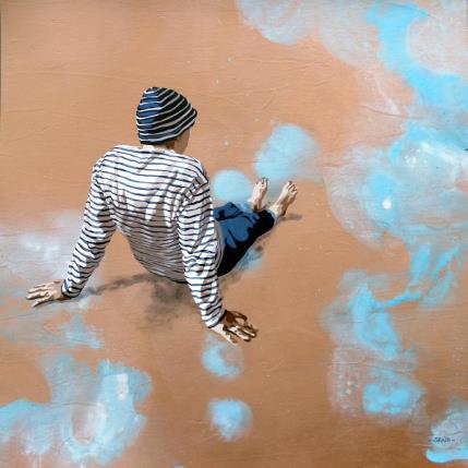 Peinture philosophie en marinière par Sand | Tableau Figuratif Acrylique Marine, Scènes de vie