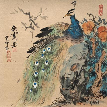 Peinture Peacock  par Yu Huan Huan | Tableau Figuratif Encre Animaux, Nature