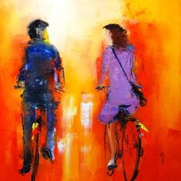 Peinture Regard complice par Raffin Christian | Tableau Figuratif Huile scènes de vie