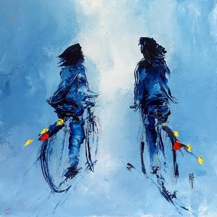 Peinture Balade entre copines par Raffin Christian | Tableau Figuratif Huile Scènes de vie