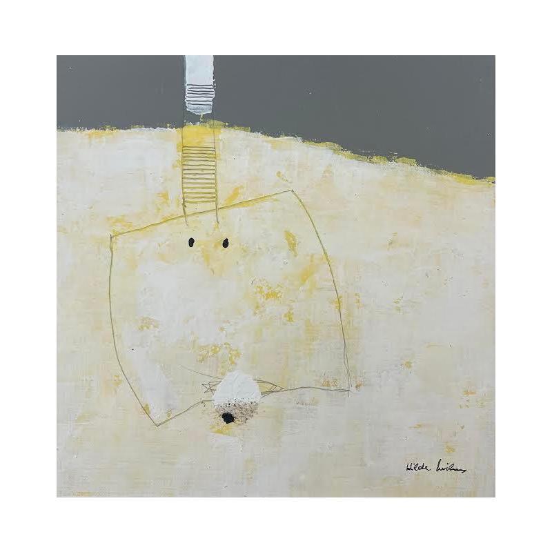 Peinture Abstract white B48 par Wilms Hilde | Tableau Abstrait Minimaliste Collage