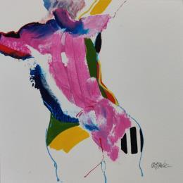 Peinture M'as tu dis rose par Cressanne | Tableau Art Singulier Acrylique Nu