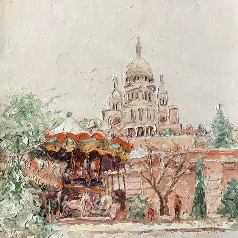Painting Le manège près de Sacré cœur à Paris by Dontu Grigore | Painting Figurative Urban Oil