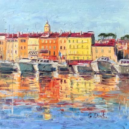 Peinture Saint Tropez le soir par Dontu Grigore | Tableau Figuratif Huile Urbain