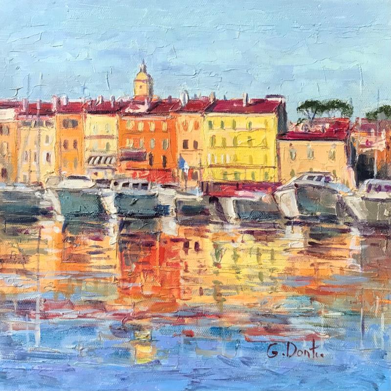 Painting Saint Tropez le soir by Dontu Grigore | Painting Figurative Urban Oil