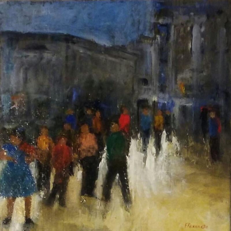 Painting La violoniste by Fernando | Painting Figurative Music Urban Oil