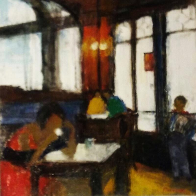 Peinture Solitude par Fernando | Tableau Figuratif Scènes de vie Enfant Huile