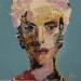 Painting Visage bleu by Yavru Irfan | Painting Figurative Oil
