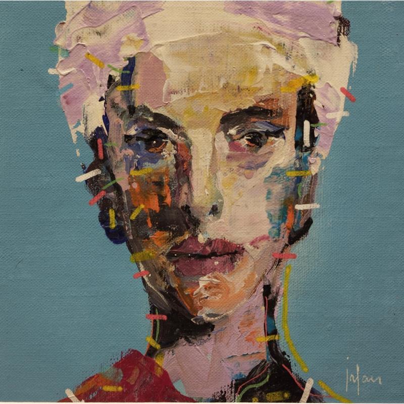 Painting Visage bleu by Yavru Irfan | Painting Figurative Oil