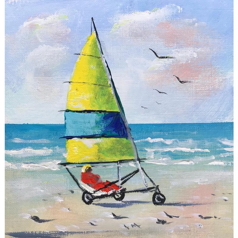 Painting Char à voile côte d'opale by Lallemand Yves | Painting Figurative Marine Sport Acrylic