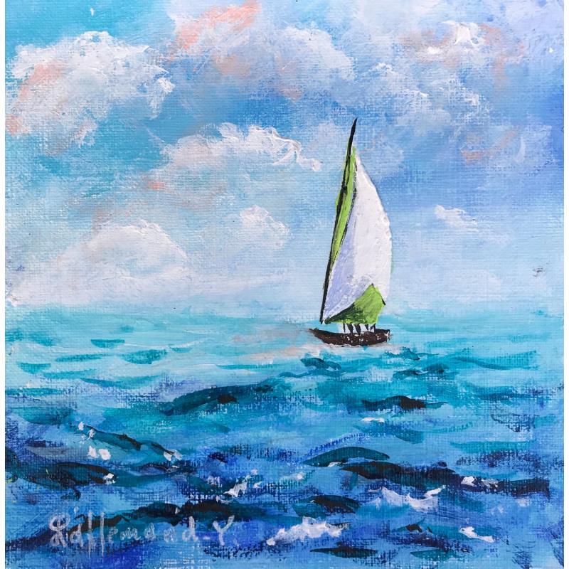 Painting Voilier côte d'opale by Lallemand Yves | Painting Figurative Marine Sport Acrylic